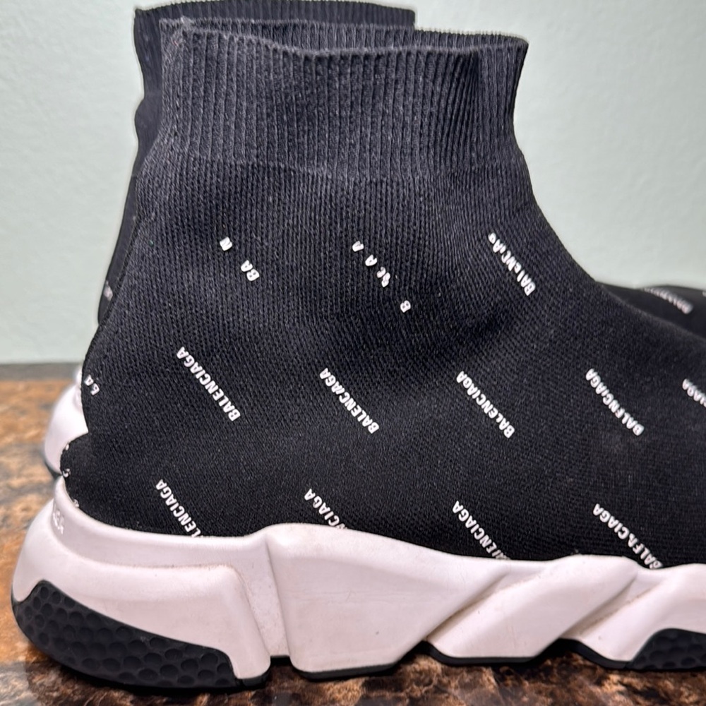 Balenciaga Black and White Sock high top speed sock Sneakers size 10 - Picture 4 of 12
